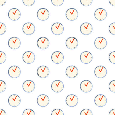 Clock. Seamless pattern for textiles and packaging. Vaccinations and new travel. Vector illustrationのイラスト素材