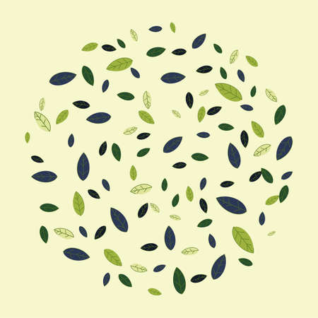 The central composition for the design of advertisements, invitations from multi-colored leaves. Summer sale frame. Geometric design in the shape of a circle. Place for your text. Vectorのイラスト素材