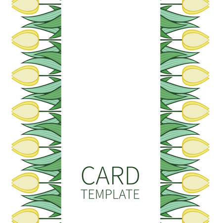 Spring flower in a modern style. Pattern, ornament from tulips. Card template, background with place for text. Vectorのイラスト素材