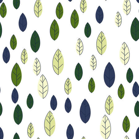 Seamless pattern from green leaves on a light background. Strict flat design. Natural motive. Printing on fabric, wrapping paper. Vectorのイラスト素材