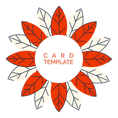 The central composition for the design of advertisements,invitations from multi-colored leaves. Autumn sales frame. Geometric design in the shape of a circle. Place for your text. Vectorのイラスト素材
