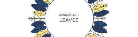 Horizontal banner for advertisements, invitations, internet sites from colorful leaves. Summer background for sales. Geometric flat design. Place for your text. Vectorのイラスト素材