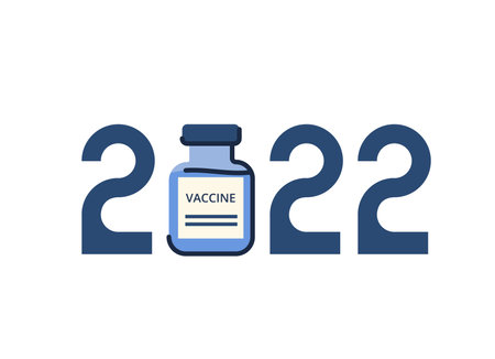 2022. Text and Vaccine. Figures of the year.のイラスト素材