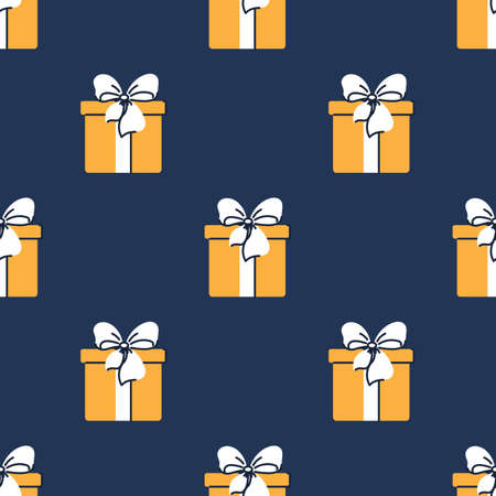 Seamless pattern with gifts. Geometric repetition of one box. Festive flat style design for packaging and print. Vectorのイラスト素材