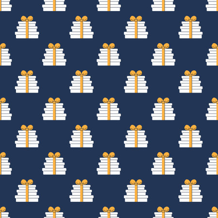 Seamless pattern with gifts. Geometric repetition of one box. Festive flat style design for packaging and print. Vectorのイラスト素材