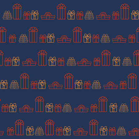 Seamless pattern with contours of gifts. Festive flat style design for packaging and print. Vectorのイラスト素材