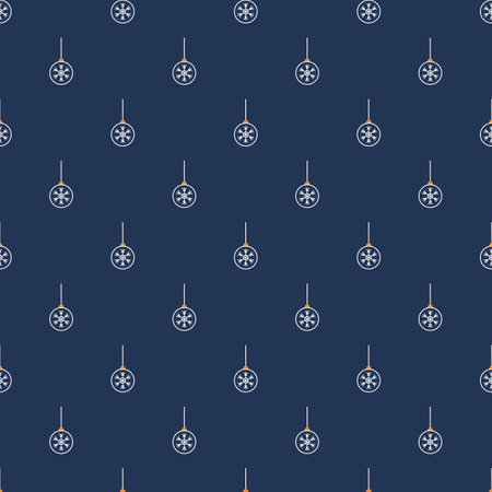 Seamless pattern with Christmas balls. White contour with a pattern of snowflakes. Festive flat style design for packaging and print. Vectorのイラスト素材