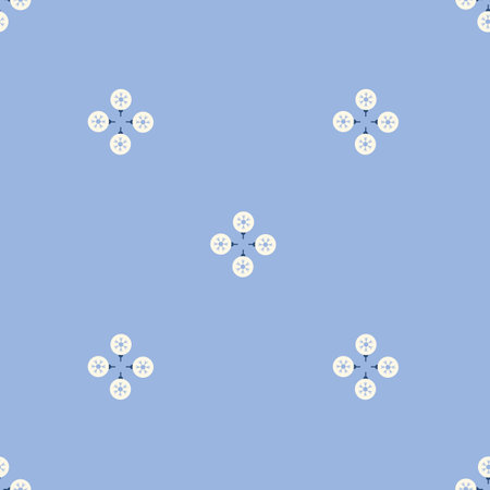 Seamless pattern with colored plain Christmas balls. Snowflake pattern. Festive flat style design for packaging and print. Vectorのイラスト素材