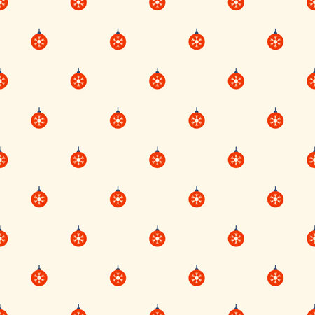 Seamless pattern with colored plain Christmas balls. Snowflake pattern. Festive flat style design for packaging and print. Vectorのイラスト素材