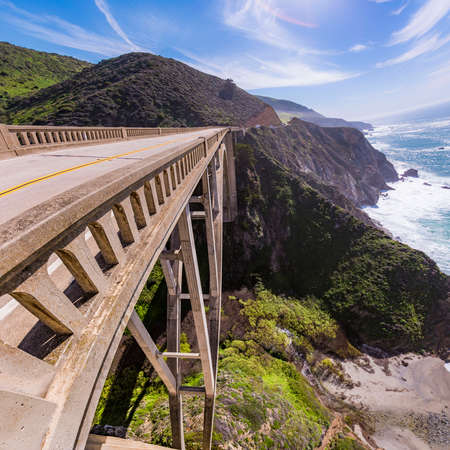 Perspective of the great height of the Bixby Bridgeの写真素材