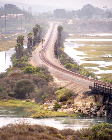 Tracks to the distance taken in and around Carlsbad Californiaの写真素材