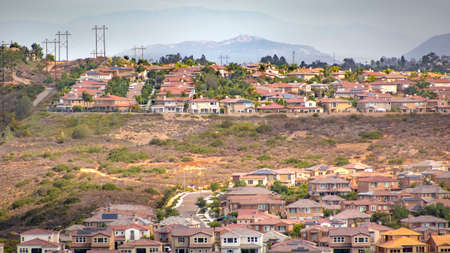 Suburbs under a mountain taken in and around Carlsbad Californiaの写真素材