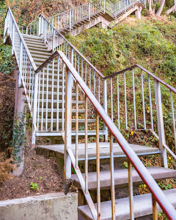 A set of stairs that go up to Coit Tower in San Franciscoの写真素材