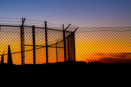 Sunset views of an off-limits area near darkの写真素材