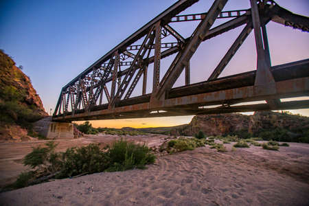 Sand and riverbeds in the Arizona sunsetの写真素材