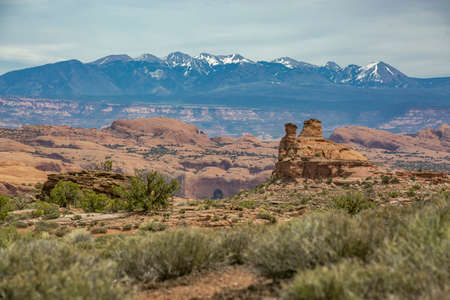Off road vehicle views of Moab Utah trails on bright sunny daysの写真素材