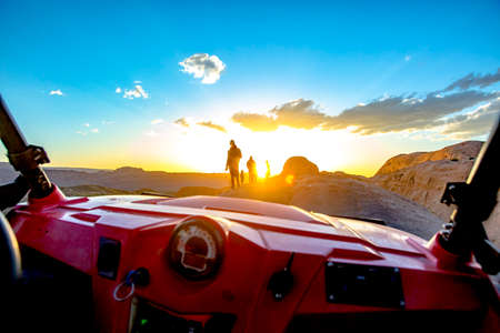 Off road vehicle views of Moab Utah trails on bright sunny daysの写真素材
