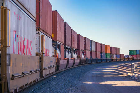 Train near the California and Arizona borderのeditorial素材