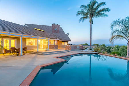 Wonderful views in southern California home with a pool and barbeque. Wonderful California home in San Diego county. Real estate listings with powerful visuals. のeditorial素材
