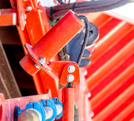 Hydraulic lever seen on a dump truckの写真素材