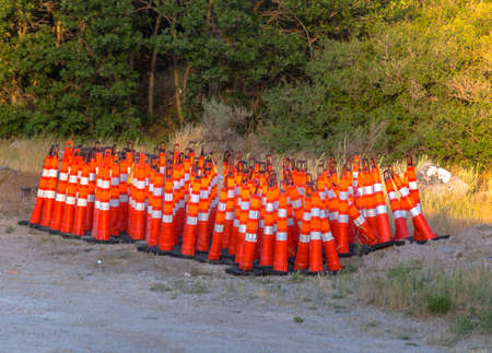 Massive amount of traffic conesの写真素材