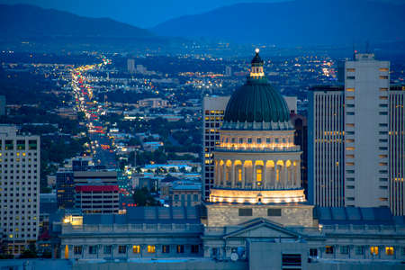 Capital Building Utah with State street behindの写真素材