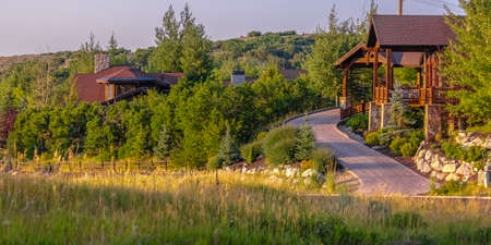 Cabins in the hills of Park City pano