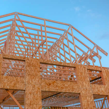 Looking upward at building under construction