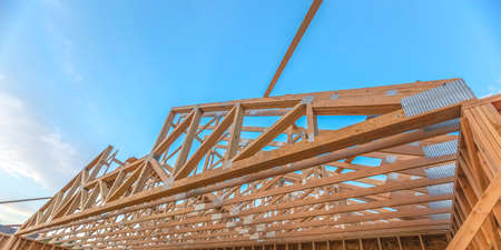 Wide angle upper roof of new constructed building