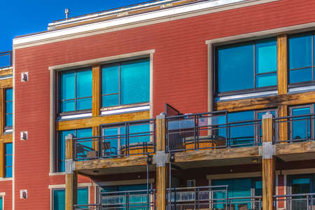 Windows and balcony of apartments in Park City