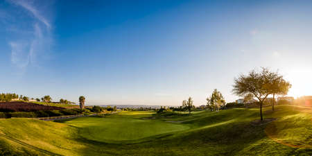 Golf course in Fallbrook California at sunsetの写真素材