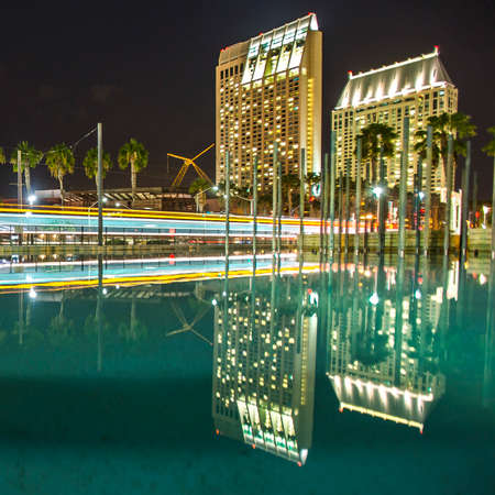 Green Line and buildings in downtown San Diegoの写真素材