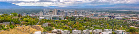 Salt Lake City landscape with a dramatic skylineの写真素材