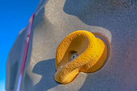 Close up yellow climbing stone playground Utahの写真素材