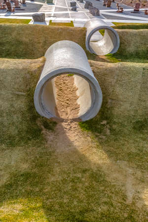 Concrete pipes on a playground in Daybreak Utahの写真素材