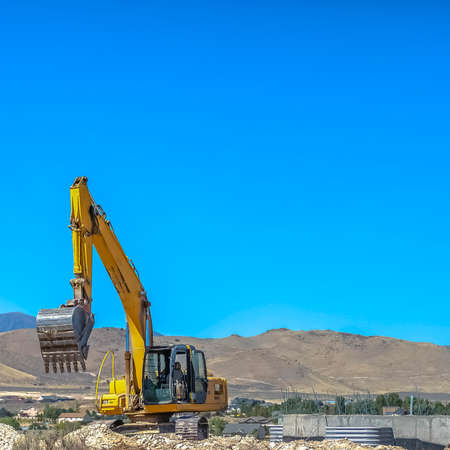 Excavator on a development site in Eagle Mountainの写真素材