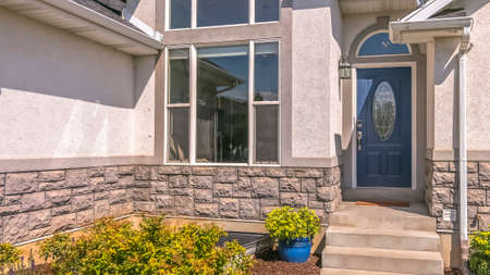 Exterior view of a home on a bright sunny dayの写真素材