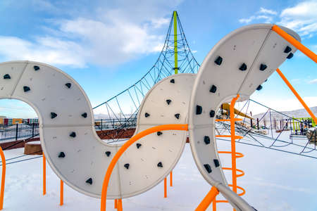 Playground climber against cloudy sky in Utahの写真素材