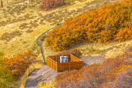 Sunlit hill with lush foliage in Salt Lake Cityの写真素材