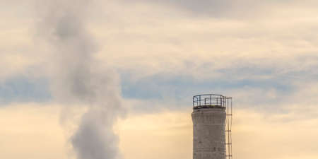 Smoke and tower on a Power Plant in Salt Lake Cityの写真素材
