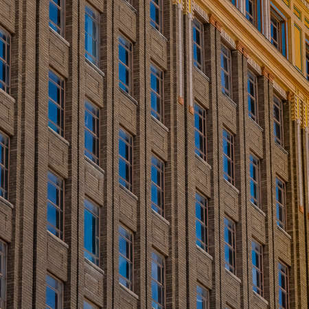 Square Exterior of a modern building with outdoor stairs for emergency exitの写真素材