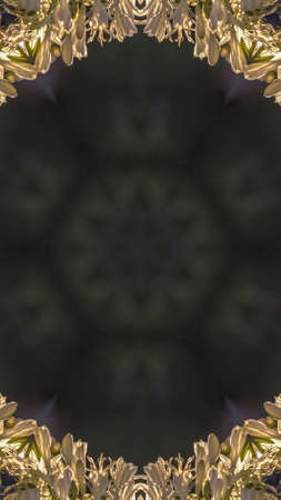 Vertical Circular design with copy space made from white flowers with dome shape design. Geometric...