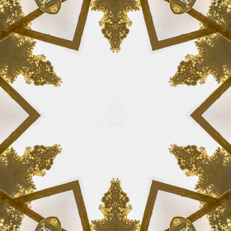 Square frame Wedding decorations turned into design element. Geometric kaleidoscope pattern on...