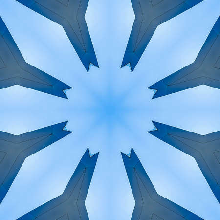 Square frame Star shape made with eight sides from metalの写真素材