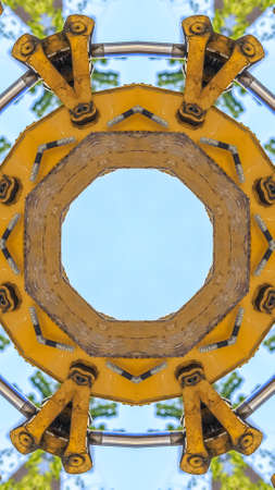 Vertical Circular tractor emblem made with a part in photo