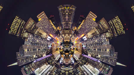 Panorama San Francisco night skyline made into shapeの写真素材