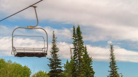 Panorama Scenic views in Park City Utah during off season at a ski resort with chairlifts