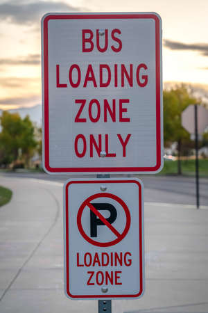 Traffic signs for a buss loading zoneの写真素材