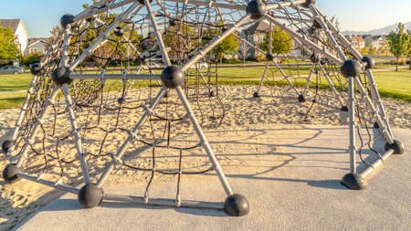 Panorama frame Urban climbing dome with nets in a kids playground