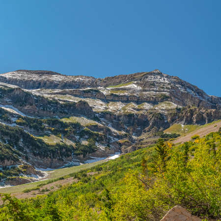 Square frame View from a hiking trail on Mount Timpanogos. Scenic vertical view from a hiking trail...